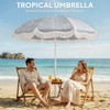 Outsunny 1.8 m Beach Umbrella Parasol with Sand Anchor, Portable Tilting Garden Parasol with Adjustable Height, Light Grey