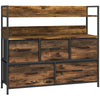 HOMCOM Rustic Chest of Five Fabric Drawers - Rustic Brown
