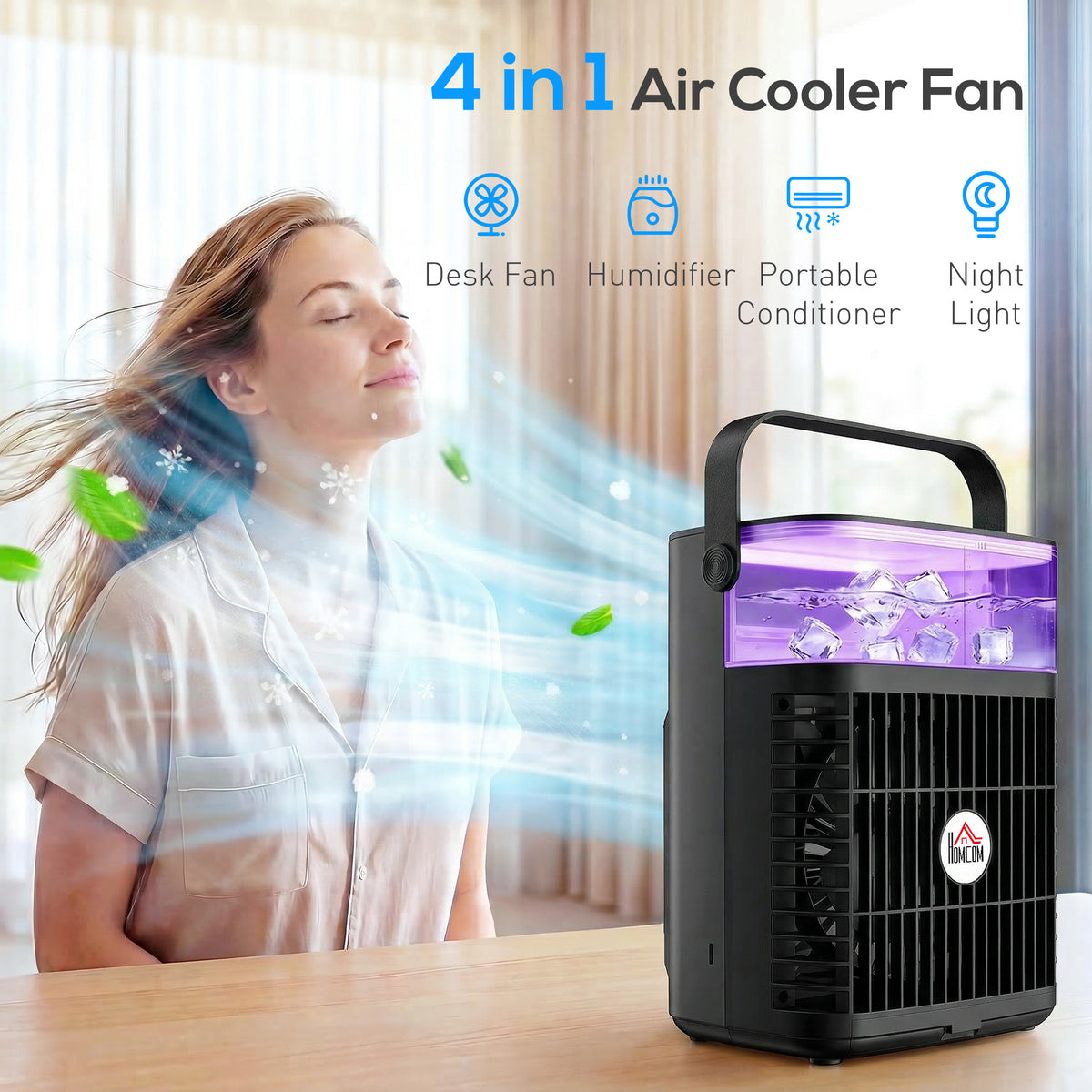 HOMCOM Air Cooler with Adjustable Head in Black