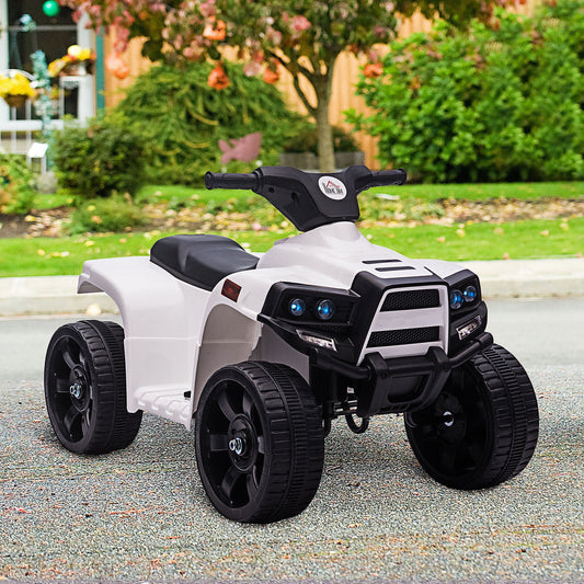 HOMCOM 6V Kids Electric Ride on Car, ATV Toy, Quad Bike with Headlights, Horn, for Toddlers 18-36 Months White