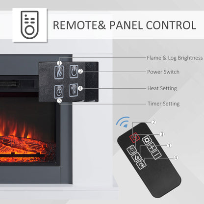 HOMCOM 44" Electric Fireplace Suite with Remote Control in White
