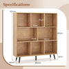 8-Cube Mid Century Modern Bookcase with 5 Tapered Metal Legs-Natural
