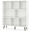 8-Cube Mid Century Modern Bookcase with 5 Tapered Metal Legs-White