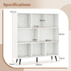 8-Cube Mid Century Modern Bookcase with 5 Tapered Metal Legs-White