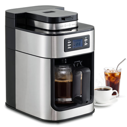 8-Cup Drip Coffee Maker with Grind Brew and 24H Programmable Timer for Office
