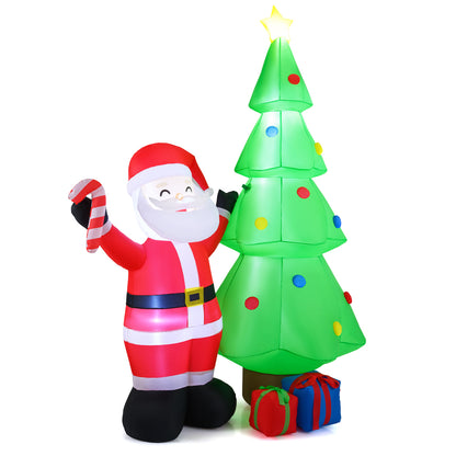 8 Feet Inflatable Christmas Tree with Santa Claus and gift boxes on a plain white background