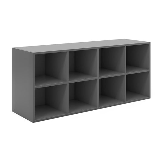 8 Grid Shoe Bench 2 in 1 Shoe Organizer in grey, a rectangular unit with eight open cubbies