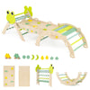 8-in-1 Toddler Wooden Triangle Set with Arch Climber and Foldable Rope Triangle-Green