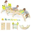 8-in-1 Toddler Wooden Triangle Set with Arch Climber and Foldable Rope Triangle-Green