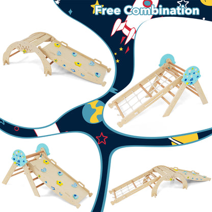 Four different ways to assemble the wooden climbing frame for toddlers