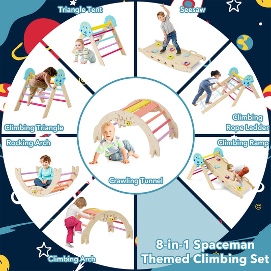 This climbing frame shows eight different configurations for toddlers