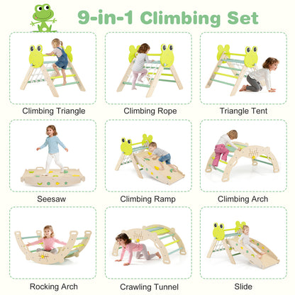 Nine different ways to assemble the wooden climbing frame set