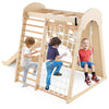 8-in-1 Indoor Jungle Gym Wooden Playground with Climbing Wall-Natural