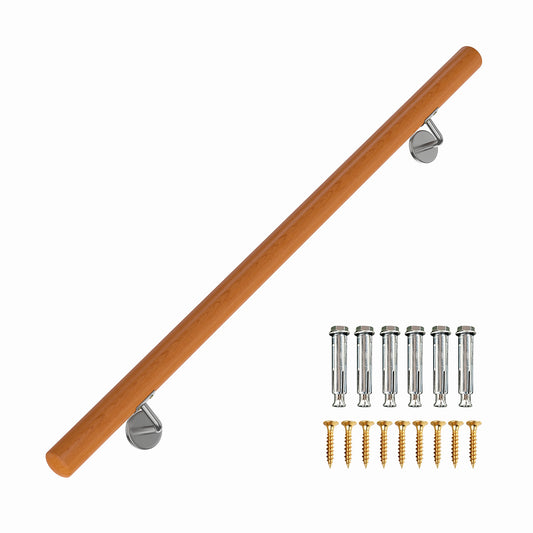 80 cm Stair Railing Indoor shown with wall brackets and mounting hardware on a white background