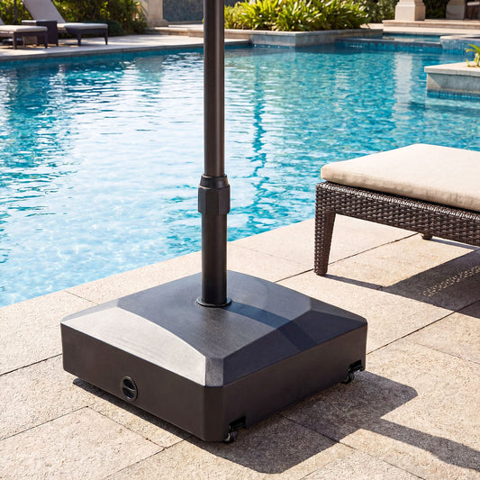 80 kg Fillable Mobile Umbrella Base with 4 Wheels-Black