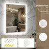 80 x 60 CM Rectangular Wall Vanity LED Bathroom Mirror with Anti-fog