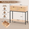 80 CM Boho Console Table with 2 Drawers and Bottom Shelf-Natural