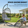 Outsunny Hanging Egg Chair, Indoor Outdoor Hammock Swing Chair with Stand, Safety Strap, Foldable Basket, Dark/Light Grey