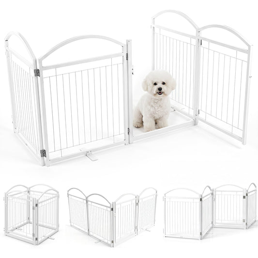 81 cm Foldable Dog Barrier Gate with 4 panels and a door for small dogs