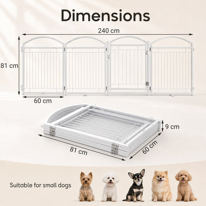 Dimensions diagram for the white foldable dog barrier gate