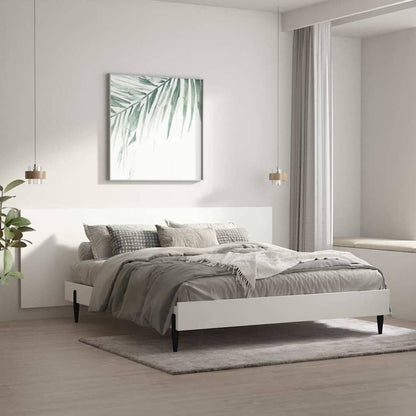 Wall Headboard White Engineered Wood shown mounted on a bed