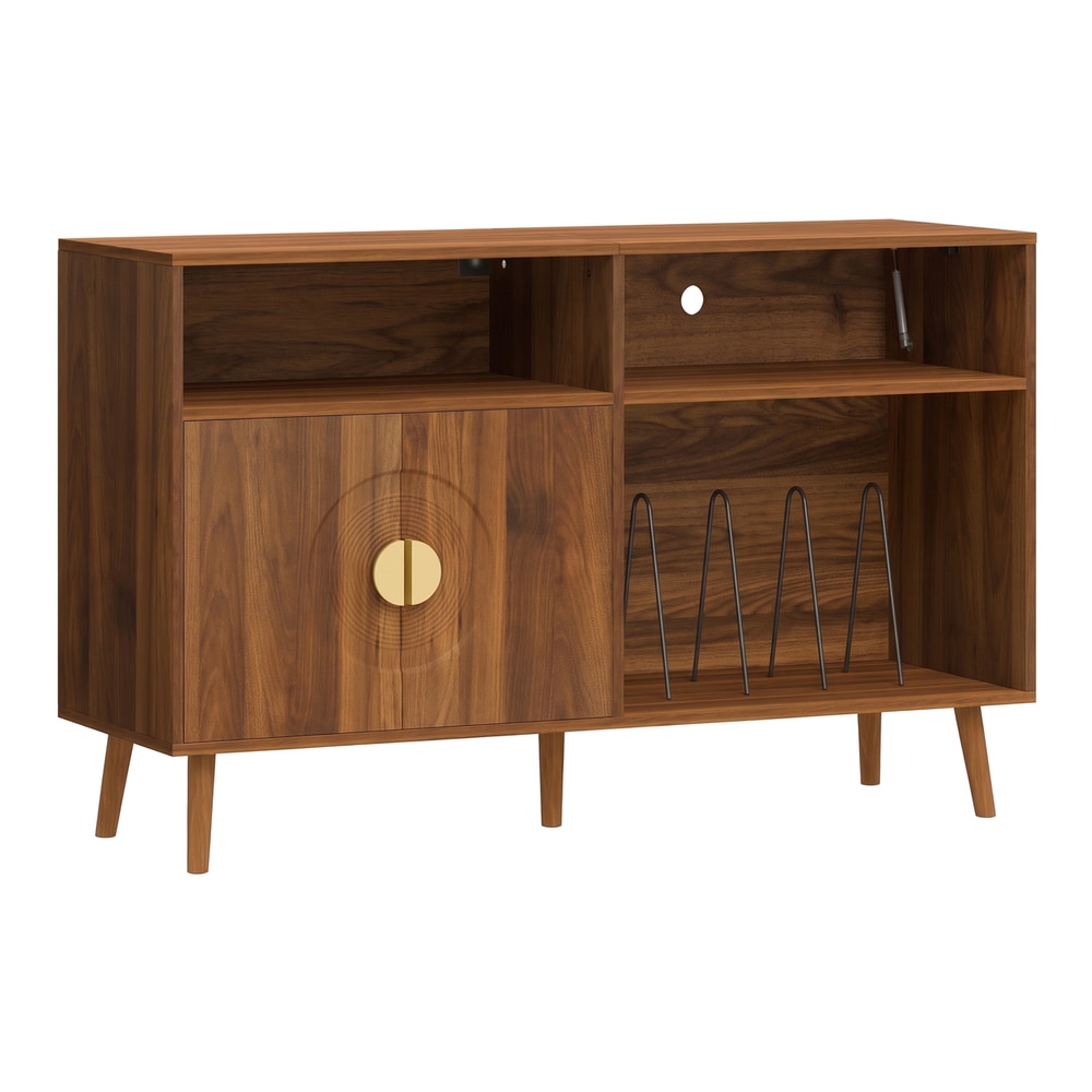 HOMCOM Record Player Stand in Walnut Brown