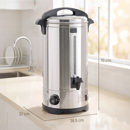 HOMCOM 24L Catering Urn, 2500W Stainless Steel Hot Water Boiler Dispenser with Thermostat, Keep Warm Function and Easy Pour Tap