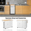 Kitchen Island Cart on Wheels with 3 Drawers and 2-door Cabinet-White