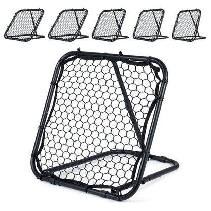 The football rebounder shown from the front with five different angle settings