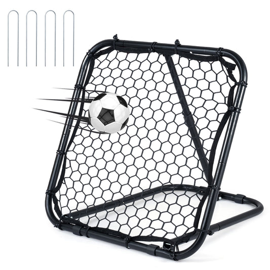 Football Rebounder with a soccer ball in motion hitting the net
