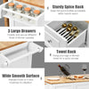 Kitchen Island Cart on Wheels with 3 Drawers and 2-door Cabinet-White