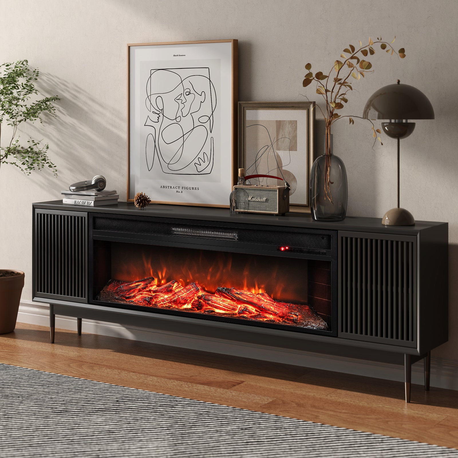 86 cm 5000 BTU Recessed Electric Fireplace Insert with Remote Control