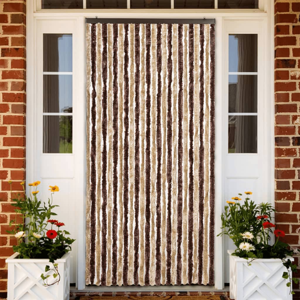 vidaXL Insect Curtain Beige and Light Brown 100x220 cm Chenille 1