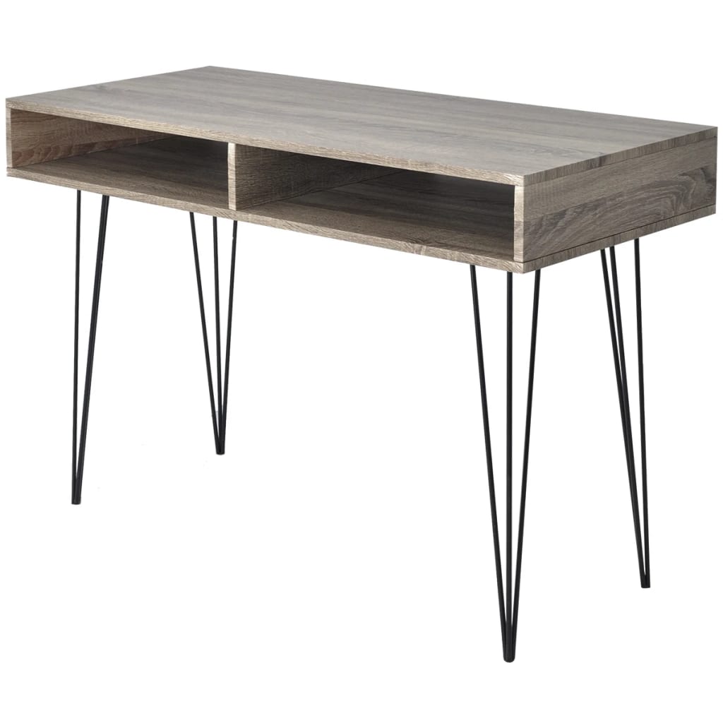 vidaXL Desk | Grey and oak | MDF and Metal | 110 x 50 x 76 cm | Desk 1