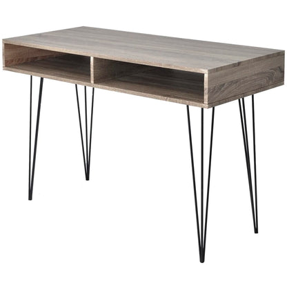 vidaXL Desk | Grey and oak | MDF and Metal | 110 x 50 x 76 cm | Desk 1