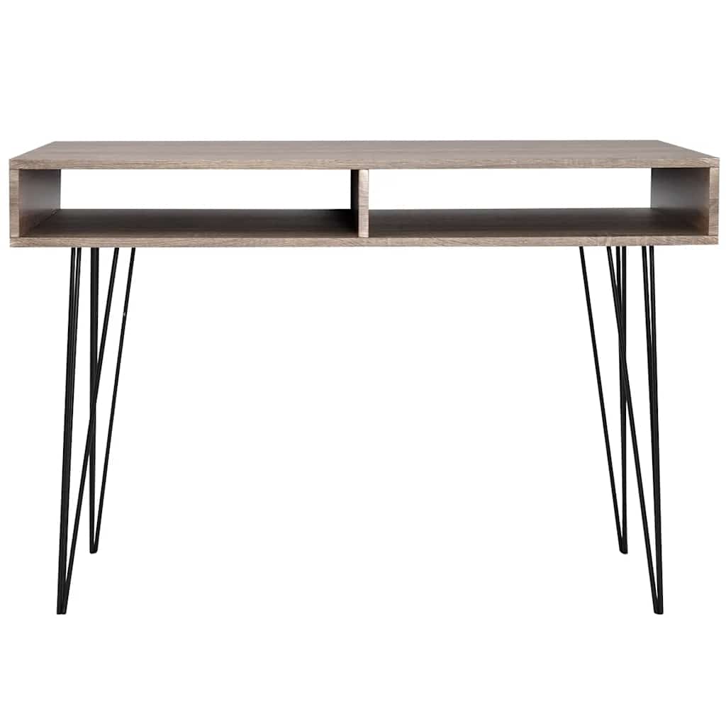 vidaXL Desk | Grey and oak | MDF and Metal | 110 x 50 x 76 cm | Desk 2