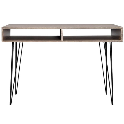 vidaXL Desk | Grey and oak | MDF and Metal | 110 x 50 x 76 cm | Desk 2