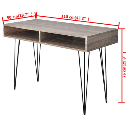 vidaXL Desk | Grey and oak | MDF and Metal | 110 x 50 x 76 cm | Desk 4