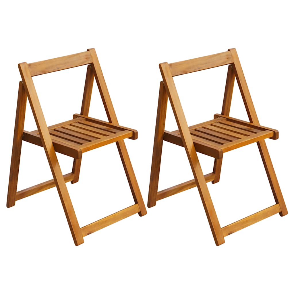 vidaXL Folding Chairs 2 pcs Solid Acacia Wood 1