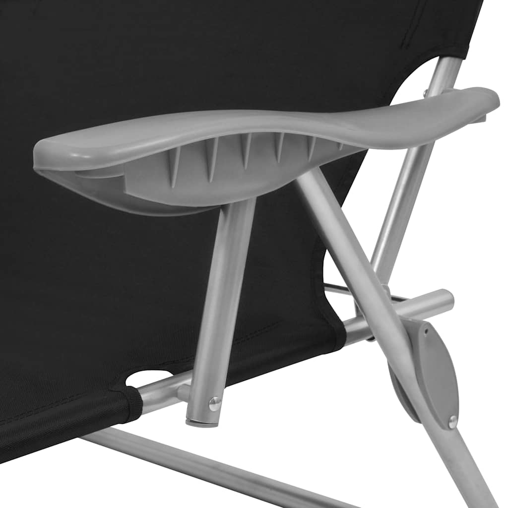 vidaXL Sun Lounger with Canopy Steel Black 5