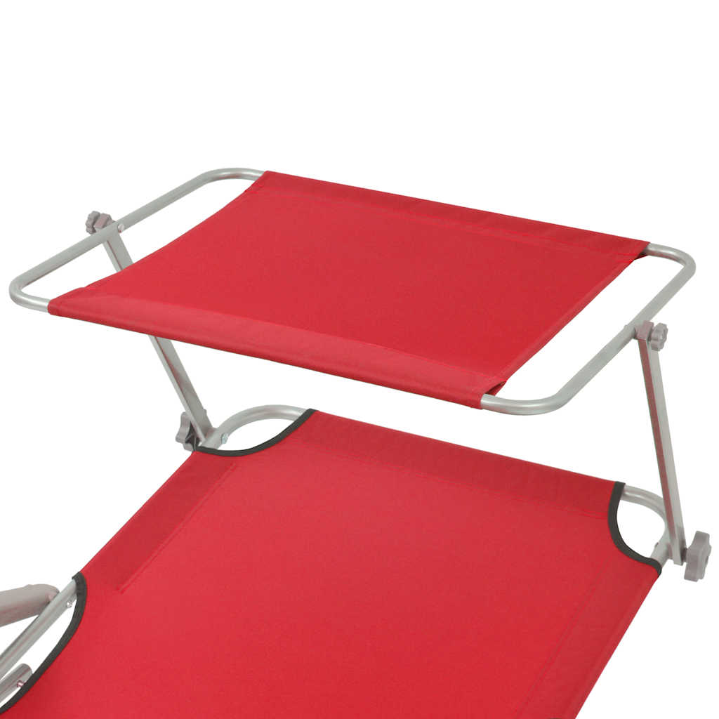 vidaXL Sun Lounger with Canopy Steel Red 3