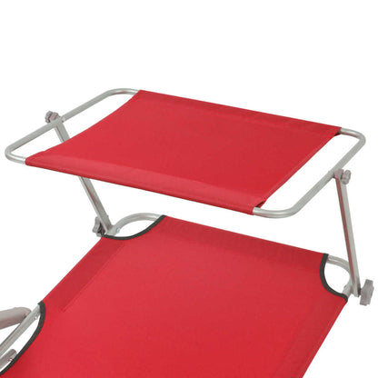 vidaXL Sun Lounger with Canopy Steel Red 3