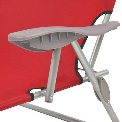 vidaXL Sun Lounger with Canopy Steel Red 4