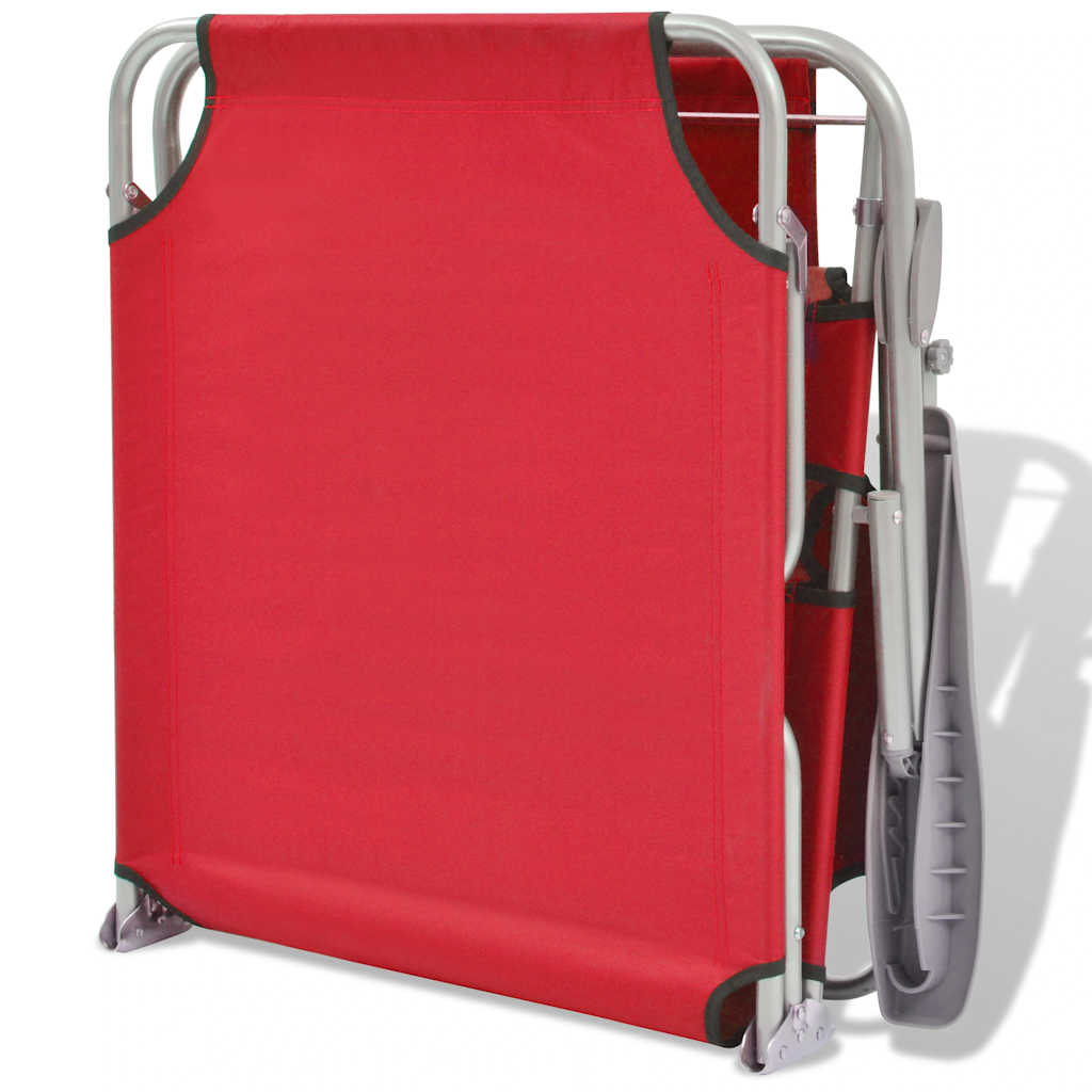 vidaXL Sun Lounger with Canopy Steel Red 6
