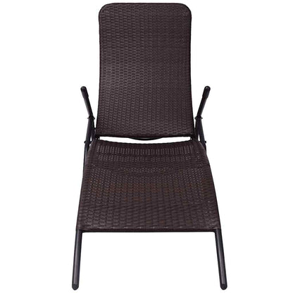 vidaXL Folding Sun Lounger Poly Rattan Brown 2