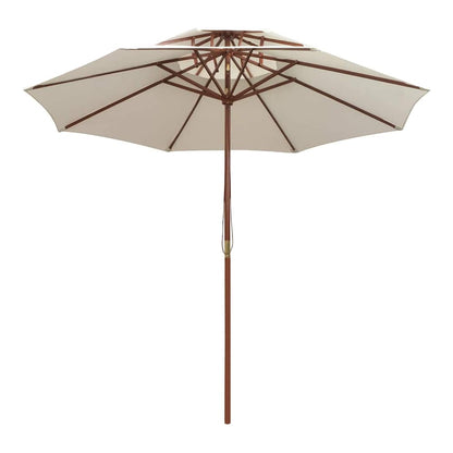 Double Decker Parasol with Wooden Pole 270 cm Cream