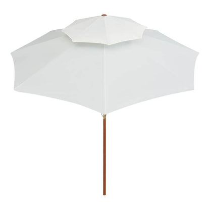 Double Decker Parasol with Wooden Pole 270 cm Cream