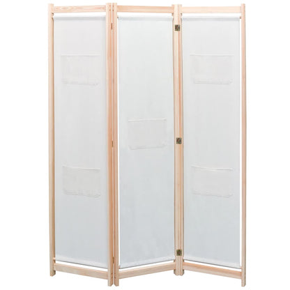 vidaXL 3-Panel Room Divider Cream 120x170x4 cm Fabric 1