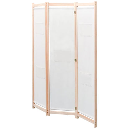 vidaXL 3-Panel Room Divider Cream 120x170x4 cm Fabric 2