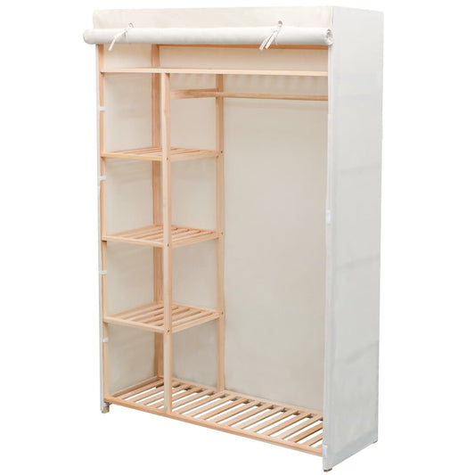 vidaXL Wardrobe | Cream | Pinewood and fabric | Large | Wardrobe | Rectangular 1